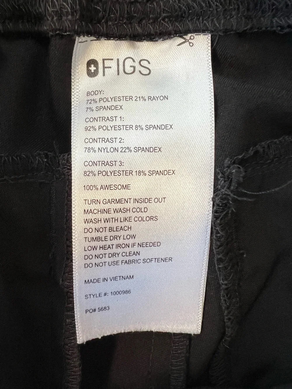 FIGS Double Utility Cargo Limited Ed Jogger Scrub Pants Black (PO #5683) Small